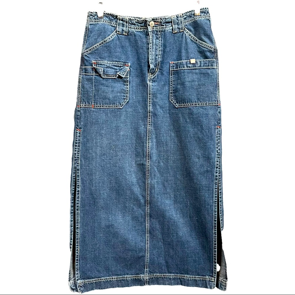Lucky Brand Dungarees Denim Maxi Pencil Skirt Sz 10